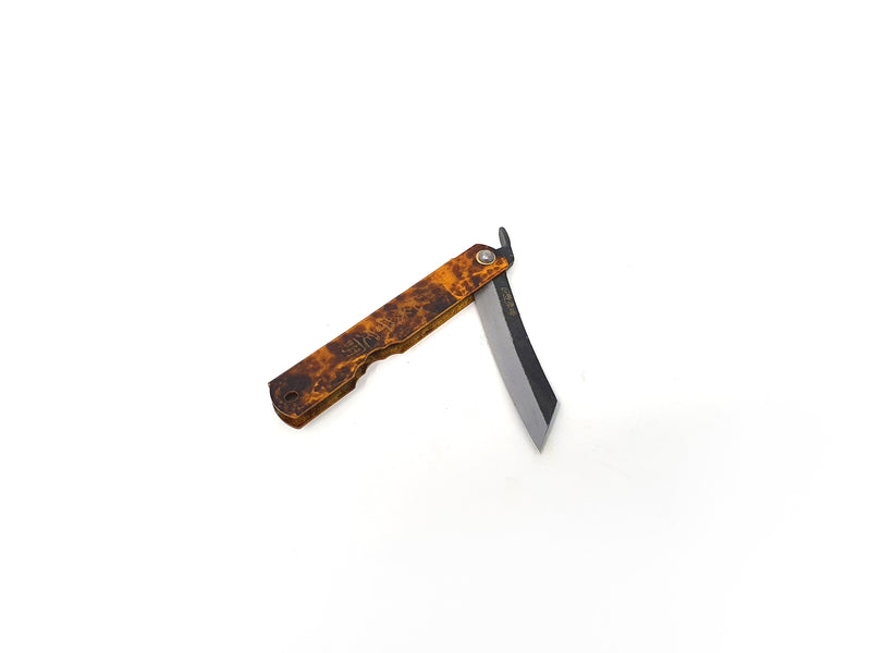 Japanese Higonokami 3" Blue Steel Garden Pocket Knife "Tortoiseshell Handle"