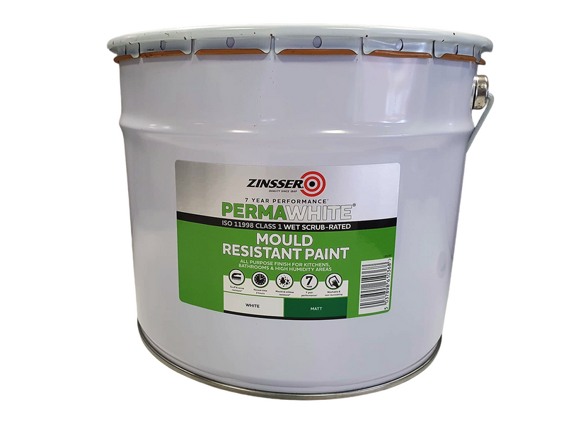 Zinsser Perma White Matt Mould Resistant Paint 10L