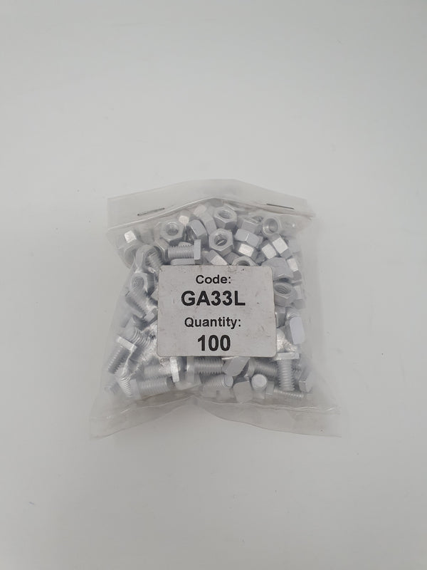 Greenhouse Aluminium Cropped Bolts & Nuts M6 x 11 (Pk 100)