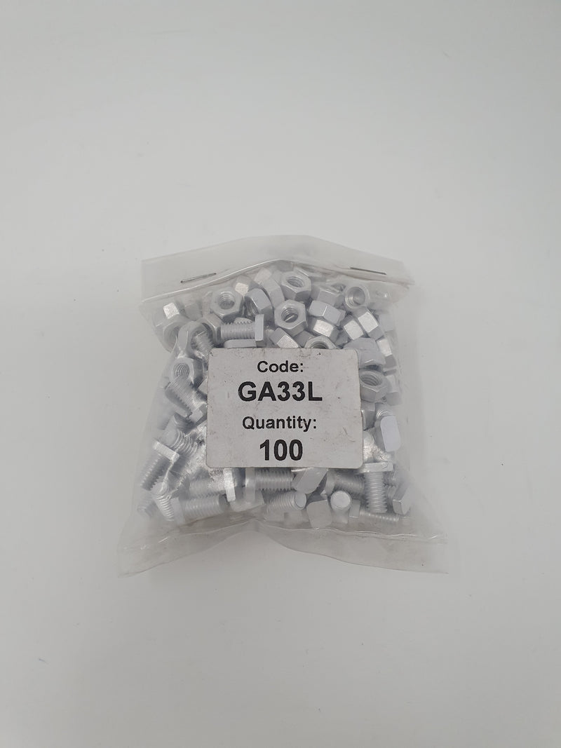 Greenhouse Aluminium Cropped Bolts & Nuts M6 x 11 (Pk 100)