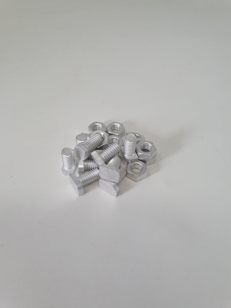 Greenhouse Aluminium Cropped Bolts & Nuts M6 x 11 (Pk 100)