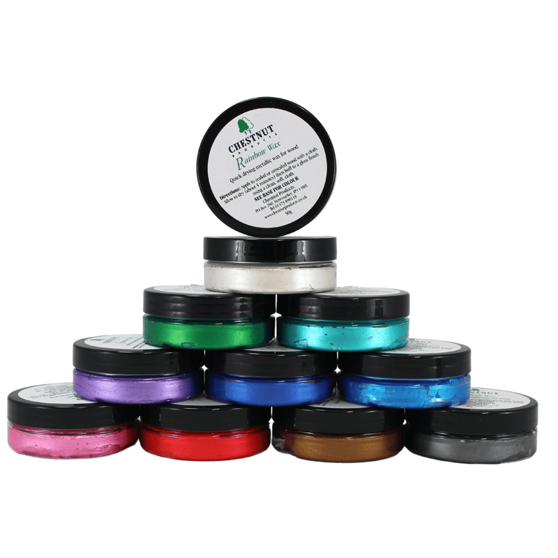 Chestnut Quick Drying Metallic Wax for Wood Rainbow colours
