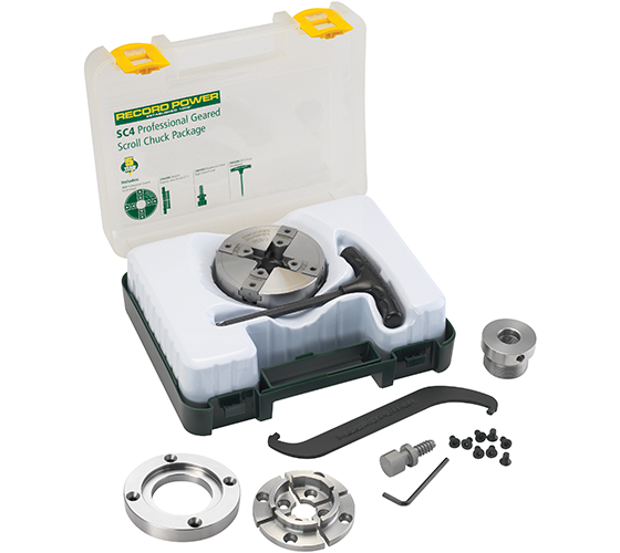 Record Power SC4 Professional Geared Scroll Chuck Package with 3 1/2" Faceplate